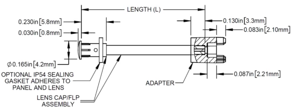 機械図面 - BIVAR SZSF LEDライトパイプ